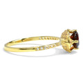 0.72 Ct Round Red Garnet and White Topaz Prong Silver Pave Ring by Fine Color Jewels