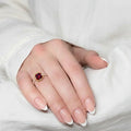0.72 Ct Round Red Garnet and White Topaz Prong Silver Pave Ring by Fine Color Jewels