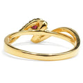 0.72 Round Red Garnet and White Topaz Prong Silver Bypass Ring by Fine Color Jewels