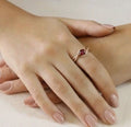 0.72 Round Red Garnet and White Topaz Prong Silver Bypass Ring by Fine Color Jewels
