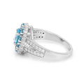 0.72CT Oval Natural Paraiba Apatite Prong Sterling Silver Cluster Halo Ring by Fine Color Jewels