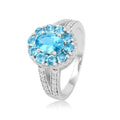 0.72CT Oval Natural Paraiba Apatite Prong Sterling Silver Cluster Halo Ring by Fine Color Jewels