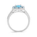 0.72CT Oval Natural Paraiba Apatite Prong Sterling Silver Cluster Halo Ring by Fine Color Jewels