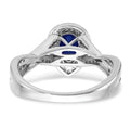 0.74 Ct Pear Blue Created Sapphire & Diamond Prong 14K White Gold Twisted Halo Ring by Fine Color Jewels