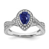 0.74 Ct Pear Blue Created Sapphire & Diamond Prong 14K White Gold Twisted Halo Ring
