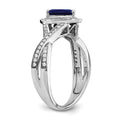 0.74 Ct Pear Blue Created Sapphire & Diamond Prong 14K White Gold Twisted Halo Ring by Fine Color Jewels
