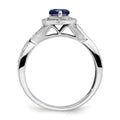 0.74 Ct Pear Blue Created Sapphire & Diamond Prong 14K White Gold Twisted Halo Ring by Fine Color Jewels