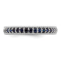 0.74 Ct Round Blue Created Sapphire Rhodium-Plated Silver Stackable Eternity Band Ring by Fine Color Jewels