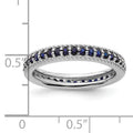 0.74 Ct Round Blue Created Sapphire Rhodium-Plated Silver Stackable Eternity Band Ring by Fine Color Jewels