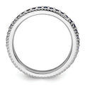 0.74 Ct Round Blue Created Sapphire Rhodium-Plated Silver Stackable Eternity Band Ring by Fine Color Jewels