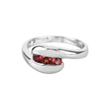 0.74 Ct Round Red Garnet Channel Silver Three stone Bypass Ring by Fine Color Jewels
