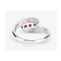 0.74 Ct Round Red Garnet Channel Silver Three stone Bypass Ring by Fine Color Jewels