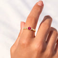 0.74 Ct Round Red Ruby 22k Gold Vermeil Prong Ring by Fine Color Jewels