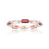 0.75 Ct Baguette Red Garnet and White Topaz Prong Silver Eternity Ring