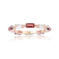 0.75 Ct Baguette Red Garnet and White Topaz Prong Silver Eternity Ring by Fine Color Jewels