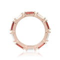 0.75 Ct Baguette Red Garnet and White Topaz Prong Silver Eternity Ring by Fine Color Jewels