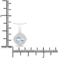 0.75 Ct Cushion Blue Aquamarine and Lab Diamond Prong Silver Halo Pendant Necklace by Fine Color Jewels