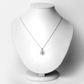 0.75 Ct Cushion Blue Aquamarine and Lab Diamond Prong Silver Halo Pendant Necklace by Fine Color Jewels