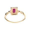 0.75 Ct Octagon Pink Ruby Diamond Prong 14K Yellow Gold Halo Ring by Fine Color Jewels