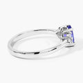 0.75 Ct Oval Violet Tanzanite and Lab Diamond Prong Silver Cocktail Ring by Fine Color Jewels