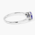 0.75 Ct Oval Violet Tanzanite and Lab Diamond Prong Silver Cocktail Ring by Fine Color Jewels