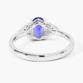 0.75 Ct Oval Violet Tanzanite and Lab Diamond Prong Silver Cocktail Ring by Fine Color Jewels