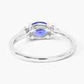 0.75 Ct Oval Violet Tanzanite and Lab Diamond Prong Silver Cocktail Ring by Fine Color Jewels