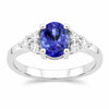 0.75 Ct Oval Violet Tanzanite and Lab Diamond Prong Silver Cocktail Ring