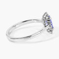 0.75 Ct Oval Violet Tanzanite and Lab Diamond Prong Silver Halo Statement Ring by Fine Color Jewels