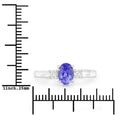0.75 Ct Oval Violet Tanzanite and Lab Diamond Prong Silver Three Stone Ring by Fine Color Jewels