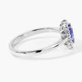 0.75 Ct Oval Violet Tanzanite and Lab Grown Diamond Prong Silver Halo Ring by Fine Color Jewels