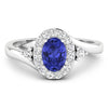 0.75 Ct Oval Violet Tanzanite & Lab Diamond Prong 14K Gold Halo Bypass Ring