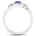 0.75 Ct Oval Violet Tanzanite & Lab Diamond Prong 14K Gold Halo Bypass Ring by Fine Color Jewels