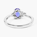 0.75 Ct Oval Violet Tanzanite & Lab Diamond Prong Sterling Silver Bypass Ring by Fine Color Jewels
