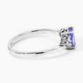 0.75 Ct Oval Violet Tanzanite & Lab Diamond Prong Sterling Silver Bypass Ring by Fine Color Jewels