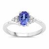 0.75 Ct Oval Violet Tanzanite & Lab Diamond Prong Sterling Silver Bypass Ring