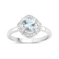 0.75 Ct Round Blue Aquamarine Lab Diamond Prong Silver Halo Ring by Fine Color Jewels