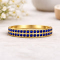 0.75 Ct Round Blue Sapphire Prong 22k Gold Vermeil Dual Eternity Ring by Fine Color Jewels