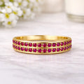0.75 Ct Round Red Ruby 22k Gold Vermeil Dual Eternity Pave Ring by Fine Color Jewels