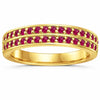 0.75 Ct Round Red Ruby 22k Gold Vermeil Dual Eternity Pave Ring
