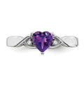 0.77 Ct Heart Gemstone and White Diamond Prong Silver Three Stone Twisted Band Ring by Fine Color Jewels