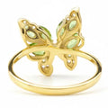 0.78 Ct Marquise Green Peridot and White Topaz Prong Silver Butterfly Ring by Fine Color Jewels