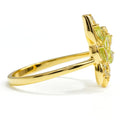 0.78 Ct Marquise Green Peridot and White Topaz Prong Silver Butterfly Ring by Fine Color Jewels