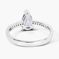0.78 Ct Pear Violet Tanzanite and Lab Diamond V-Prong Silver Pave Bridge Ring by Fine Color Jewels