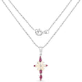 0.78 Ct Pear White Ethiopian Opal Prong Silver Cocktail Cross Pendant Necklace by Fine Color Jewels