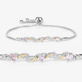 0.79 Ct Heart Pink Morganite Prong Silver Bolo Adjustable Bracelet by Fine Color Jewels