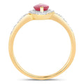 0.79 Ct Marquise Pink Ruby & White Diamond Prong 14K Yellow Gold Halo Ring by Fine Color Jewels