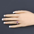 0.79 Ct Marquise Pink Ruby & White Diamond Prong 14K Yellow Gold Halo Ring by Fine Color Jewels
