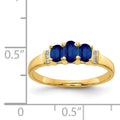 0.79 Ct Oval Blue Sapphire and Diamond Prong 14K Yellow Gold Three Stone Ring by Fine Color Jewels