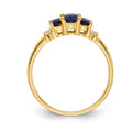0.79 Ct Oval Blue Sapphire and Diamond Prong 14K Yellow Gold Three Stone Ring by Fine Color Jewels